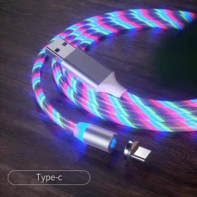 Magnetic Charging Cable Streamer Fast Charging Cable Lighting Micro USB Cable LED Magnet Charger Type-C Cable (Option: Colorful 2m-Type c)