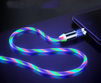 Compatible with Apple, Flowing Ligh Magnetic Streamer Data Line Cable for Iphone Android Typec (Option: Android-Colorful 2m)