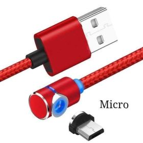 Magnetic Cable LED Magnet Charger Cable USB Cable & USB Type-C USB C (Option: Micro USB-1m-Red)