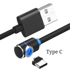 Magnetic Cable LED Magnet Charger Cable USB Cable & USB Type-C USB C (Option: Type C USB-2m-Black)