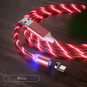 Magnetic Charging Cable Streamer Fast Charging Cable Lighting Micro USB Cable LED Magnet Charger Type-C Cable (Option: Red-Micro)