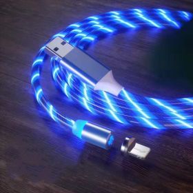 Magnetic Charging Cable Streamer Fast Charging Cable Lighting Micro USB Cable LED Magnet Charger Type-C Cable (Option: Blue-IPhone)