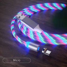 Magnetic Charging Cable Streamer Fast Charging Cable Lighting Micro USB Cable LED Magnet Charger Type-C Cable (Option: Colorful-Micro)