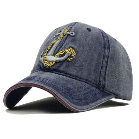 Anchor Embroidered Baseball (Color: Navy Blue)