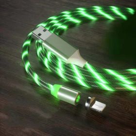 Magnetic Charging Cable Streamer Fast Charging Cable Lighting Micro USB Cable LED Magnet Charger Type-C Cable (Option: Green 2m-IPhone)