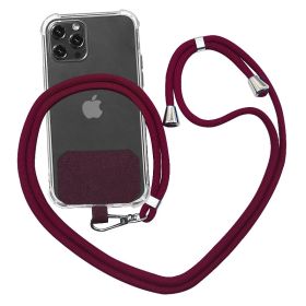 Strap Lanyard 9 Colors Soft Rope For Cell Phone Hanging Cord (Color: Wine Red)