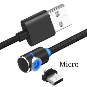 Magnetic Cable LED Magnet Charger Cable USB Cable & USB Type-C USB C (Option: Micro USB-2m-Black)