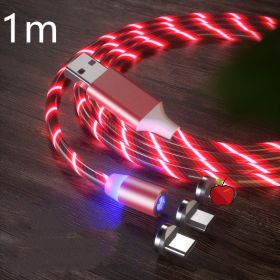 Magnetic Charging Cable Streamer Fast Charging Cable Lighting Micro USB Cable LED Magnet Charger Type-C Cable (Option: Red-3in1)