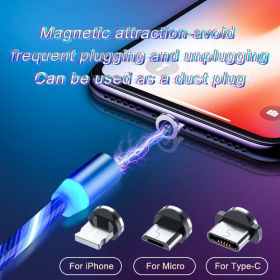 Magnetic Charging Cable Streamer Fast Charging Cable Lighting Micro USB Cable LED Magnet Charger Type-C Cable (Option: Magnetic suction head-Android)