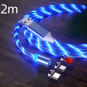 Magnetic Charging Cable Streamer Fast Charging Cable Lighting Micro USB Cable LED Magnet Charger Type-C Cable (Option: Blue 2m-3in1)